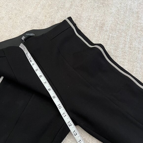 Zara Black Pull On Crop Pants L Bling Tuxedo Striped - Picture 7 of 10